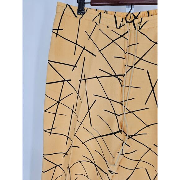 Amelia Austin Women's Yellow Elastic Waist Linen-Rayon Wide Leg Pants Size 14 - Picture 2 of 4